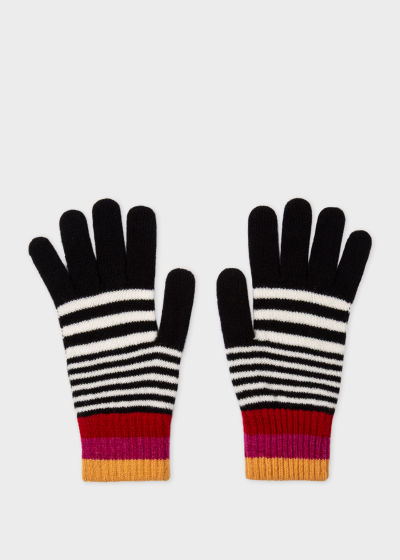 Front View - Women's Monochrome Swirl Stripe Gloves Paul Smith