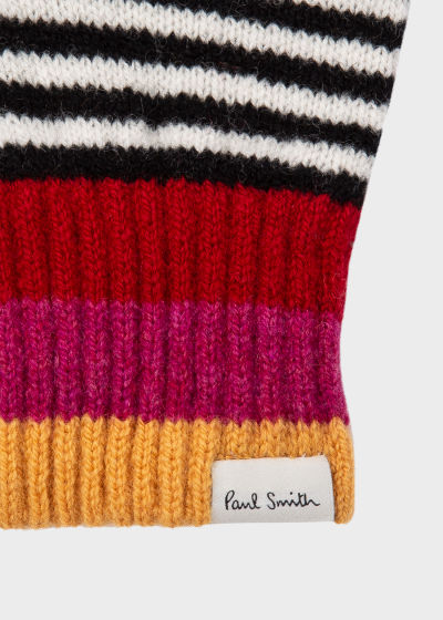 Detail View - Women's Monochrome Swirl Stripe Gloves Paul Smith