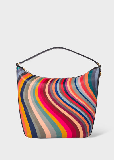 Front view - Women's 'Swirl' Print Leather Hobo Bag Paul Smith