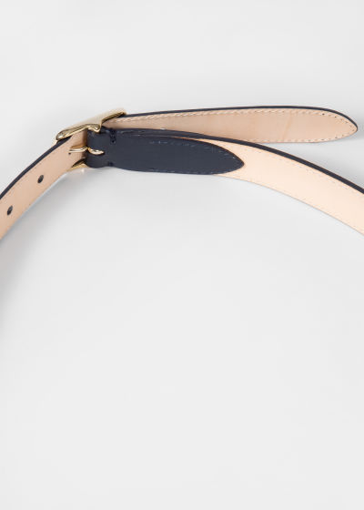 Detail view - Women's Navy Leather Belt With 'Swirl' Panel Paul Smith