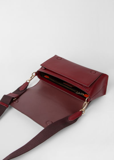 Detail View - Women's Burgundy Leather 'Screen Check' Cross-Body Bag Paul Smith