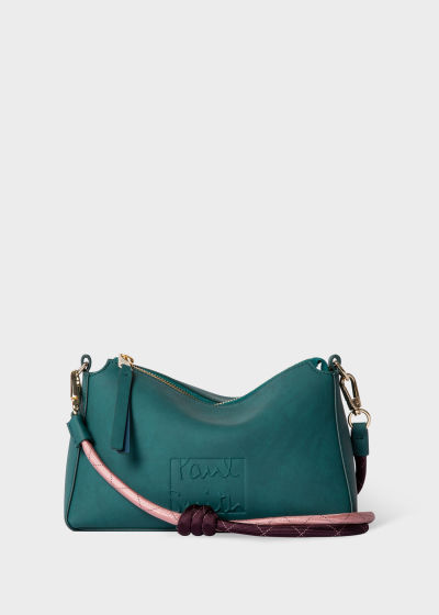 Product View - Women's Teal Leather Rectangular Cross-Body Bag Paul Smith