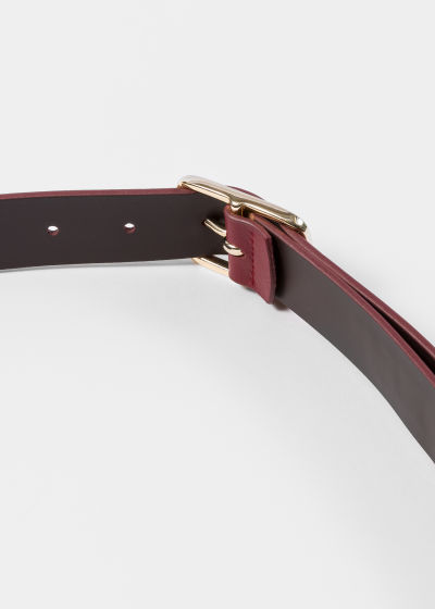 Detail view - Women's Burgundy 'Screen Check' Leather Belt Paul Smith