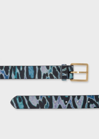 Front View - Blue Leopard Print Belt Paul Smith