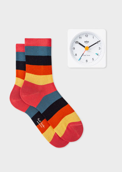 Women's Stripe Socks & Paul Smith + Braun Alarm Clock Gift Set