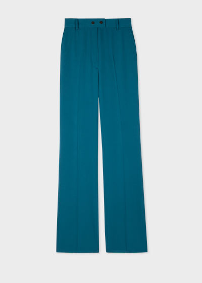 Product View - Women's Teal Wool Bootcut Trousers Paul Smith
