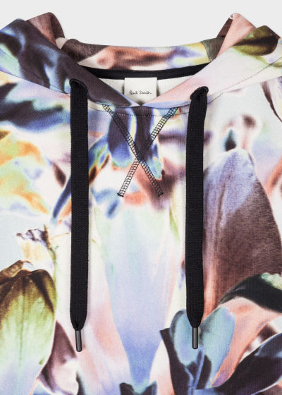 Detail View - Ice Blue 'Solarized Flowers' Organic Cotton Hoodie Paul Smith