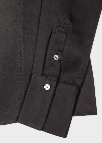 Product View - Women's Black Slim-Fit 'Shadow Floral' Satin Shirt Paul Smith