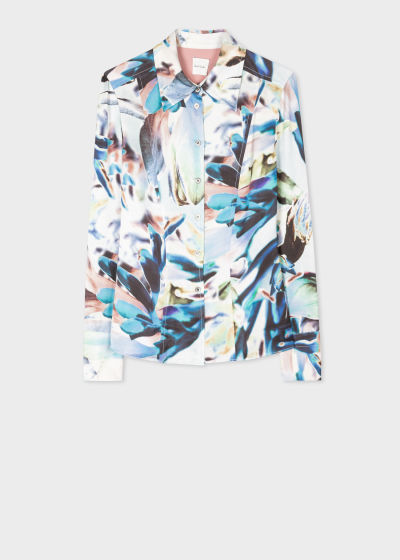 Product View - Women's Slim-Fit Satin 'Solarised Floral' Shirt Paul Smith