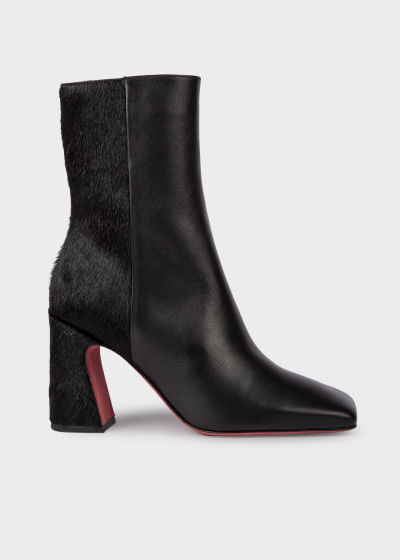 Product View - Women's Leather And Calf-Hair Black 'Agnes' Ankle Boots Paul Smith