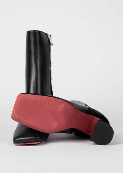 Product View - Women's Leather And Calf-Hair Black 'Agnes' Ankle Boots Paul Smith