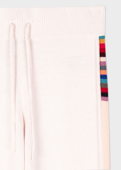 Product View - Women's Ivory Wool-Blend Knitted Sweatpants With 'Swirl Stripe' Trims Paul Smith