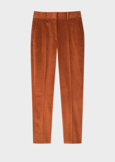 Front View - Rust Cord Tapered-Fit Trousers Paul Smith