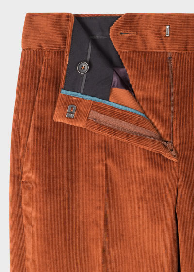Detail View - Rust Cord Tapered-Fit Trousers Paul Smith