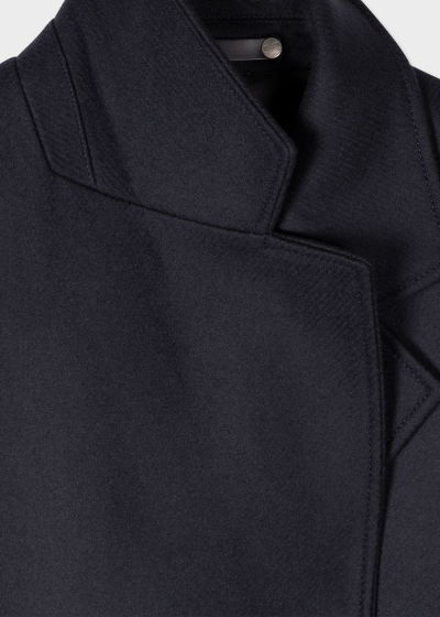 Detail View - Women's Navy Colour Block Cashmere-Blend Coat Paul Smith