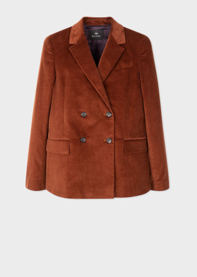 Front View - Rust Cotton-Blend Cord Blazer Paul Smith