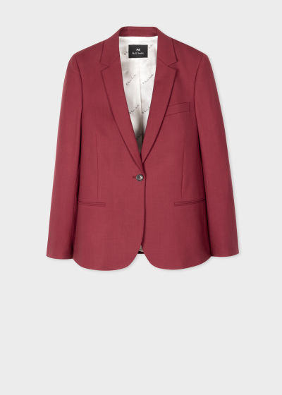 Product View - Women's Maroon Tailored-Fit Wool One-Button Blazer Paul Smith