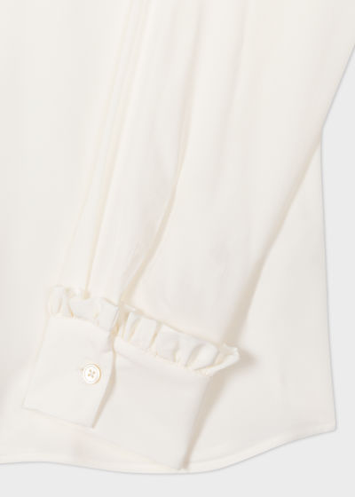 Detail View - Cream Silk-Blend Frill Collar Shirt Paul Smith