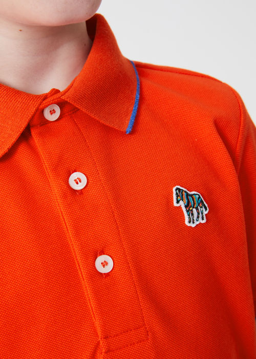 Model view - 2-13 Years Orange Zebra Logo Polo Shirt
