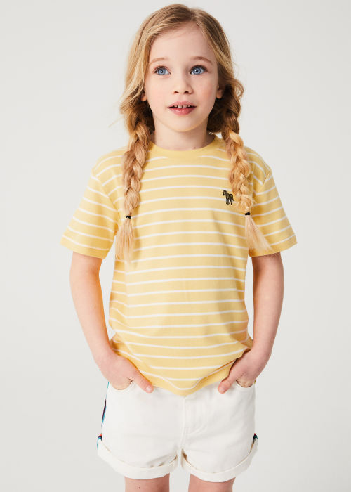 Model view - Girls 2-13 Years Yellow Stripe Zebra T-Shirt