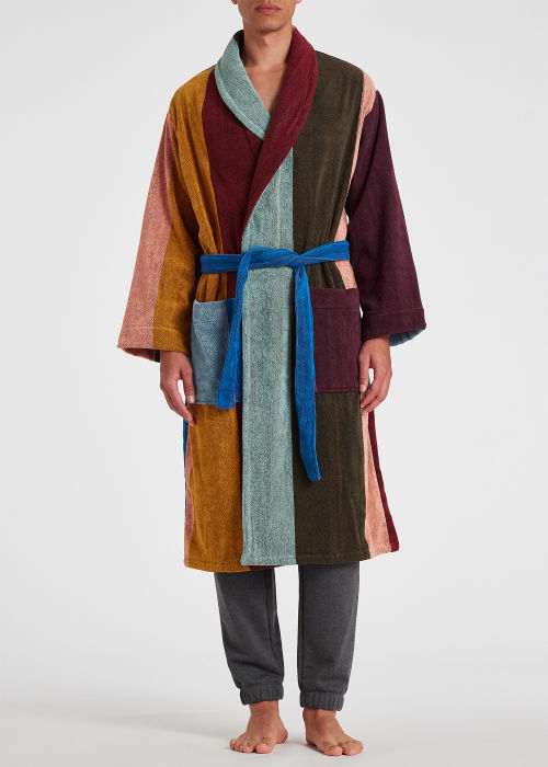 Model View - 'Artist Stripe' Towelling Dressing Gown Paul Smith