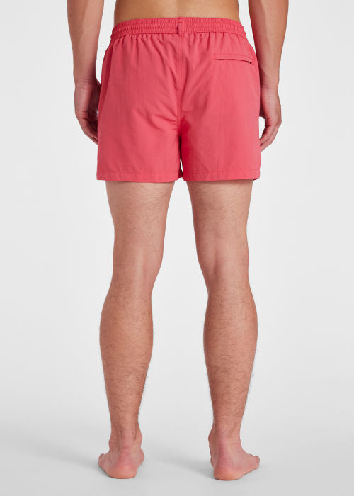 Model View - Men's Washed Red 'Artist Stripe' Swim Shorts Paul Smith