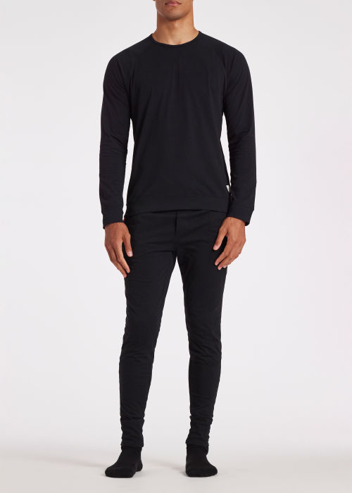 Black Jersey Cotton Long-Sleeve Lounge Top by Paul Smith