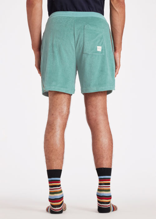 Model view - Men's Teal Blue Towelling Lounge Shorts Paul Smith