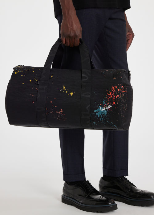 Model View - Black 'Paint Splatter' Duffle Bag Paul Smith