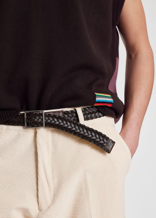 Model view - Paul Smith + Pop Trading Company - Reversible Plaited Leather Belt