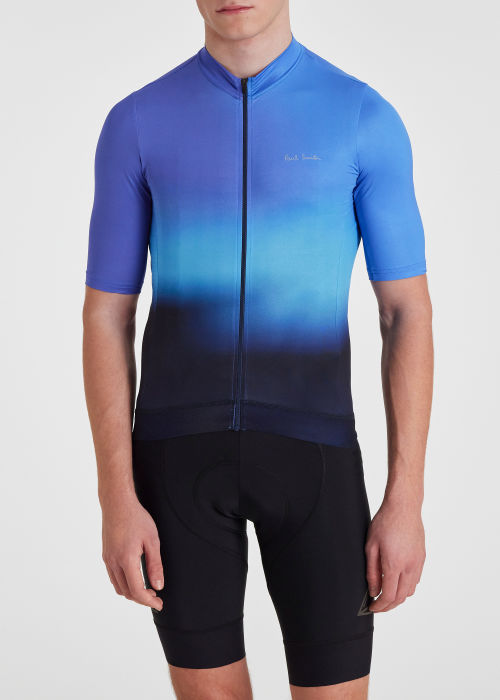 Model View - 'Blue Fade' Race Fit Cycling Jersey Paul Smith