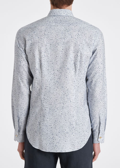 Model View - Men's Slim-Fit Sky 'Brutalist Dot' Print Shirt