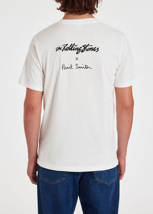 Model view - White 'Signature Stripe' Tongue Logo T-Shirt Paul Smith
