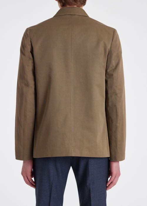 Model View - Men's Olive Cotton-Linen Work Jacket Paul Smith