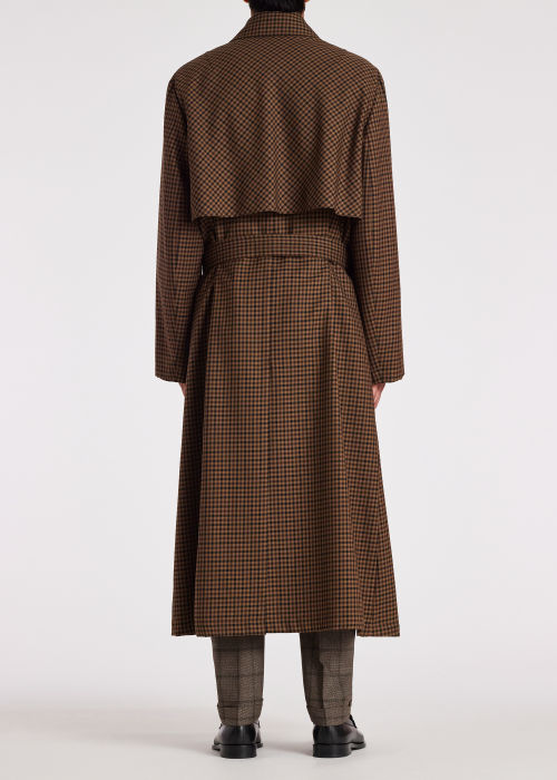 Model Wear - Men's Brown Wool Gingham Trench Coat Paul Smith
