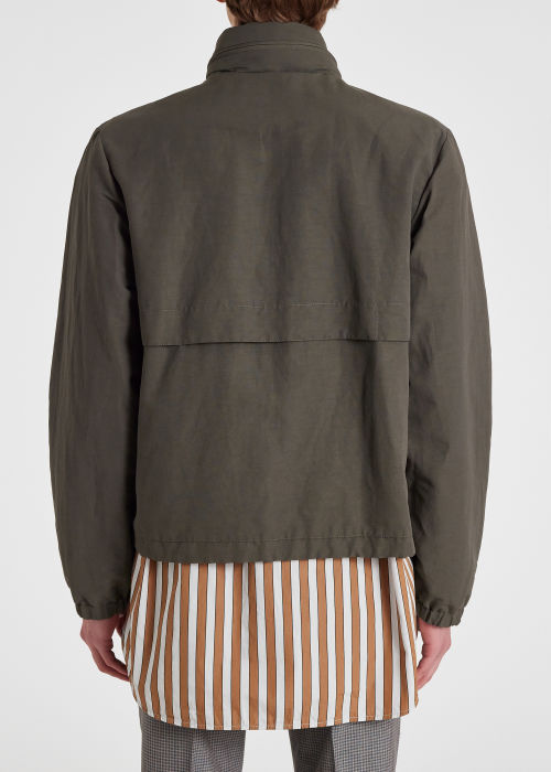Model View - Men's Olive Green Cotton-Linen Blend Field Jacket Paul Smith
