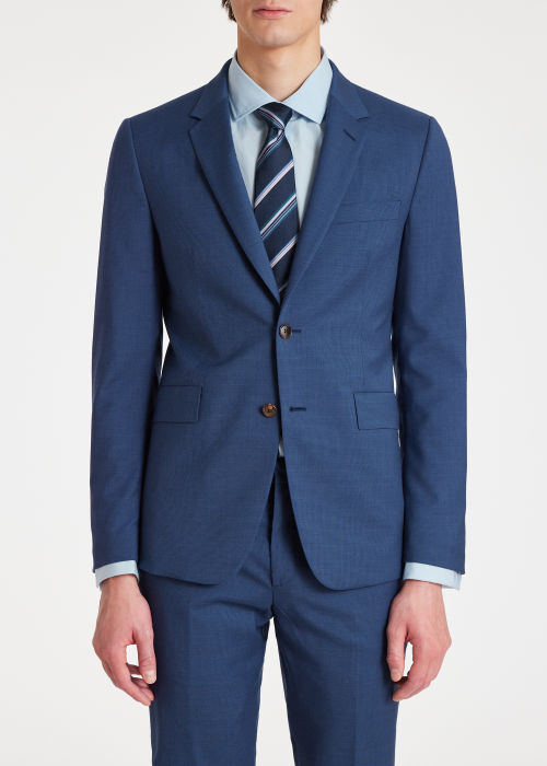The Kensington - Slim-Fit Mid Blue Micro Check Wool Suit