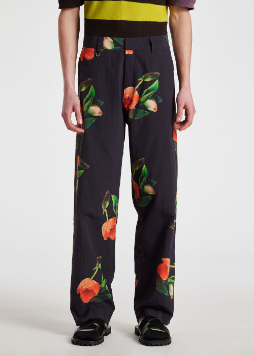 Model View - Paul Smith + Pop Trading Company - 'Tulip' Print Nylon Trousers