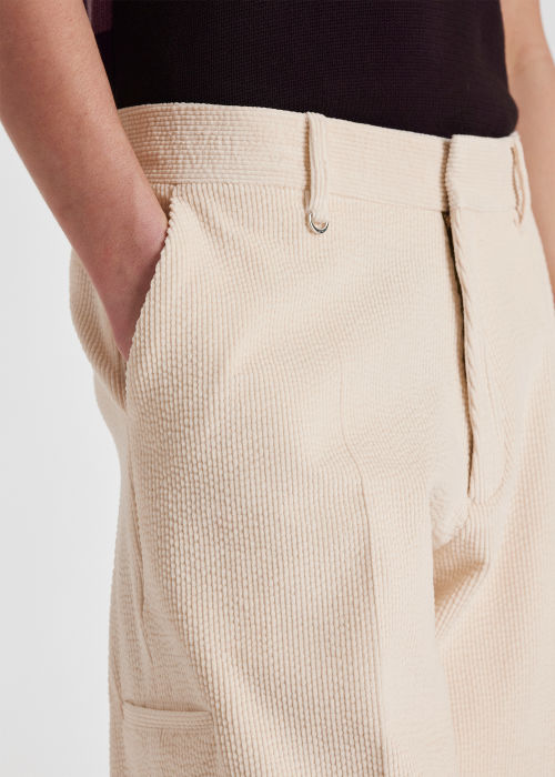 Model View - Ecru Corduroy Seersucker Trousers