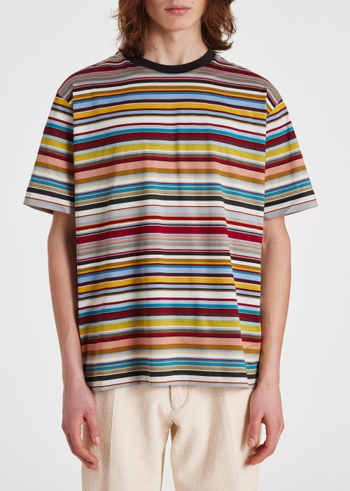 Model View - Paul Smith + Pop Trading Company - Signature Stripe Cotton T-Shirt