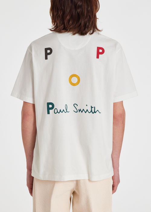 Model View - Paul Smith + Pop Trading Company Men's White Logo Pocket T-Shirt 