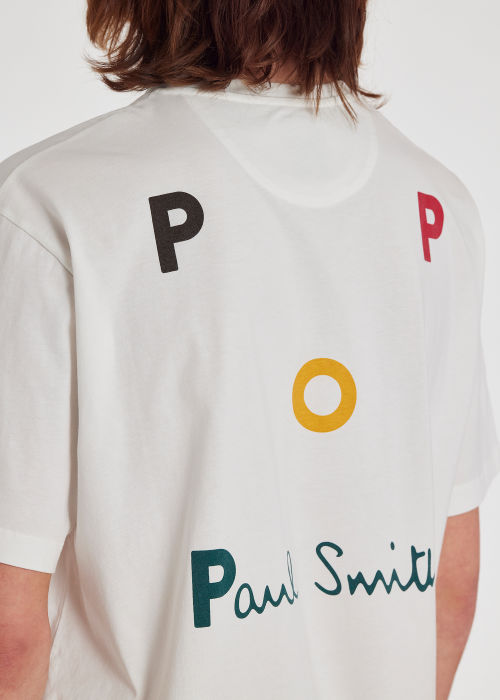 Model View - Paul Smith + Pop Trading Company Men's White Logo Pocket T-Shirt