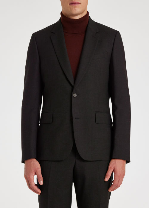 Model View - Men's Tailored-Fit Charcoal Grey Wool 'A Suit To Travel In' by Paul Smith