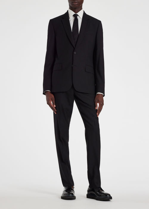 Model View - The Soho - Men's Tailored-Fit Black Wool 'A Suit To Travel In' by Paul Smith