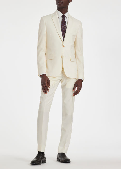 Model View - The Soho - Tailored-Fit Ecru Wool-Mohair Suit Paul Smith