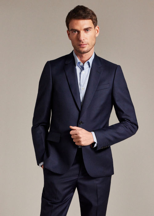 The Soho - Tailored-Fit Navy Sharkskin Suit