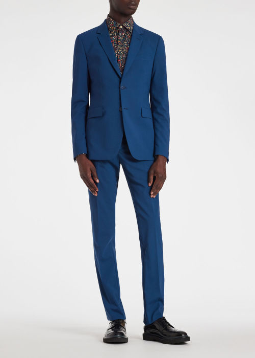 Model View - The Soho - Tailored-Fit Blue Wool-Mohair Suit Paul Smith