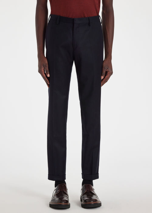 Slim-Fit Navy Wool-Cashmere Trousers