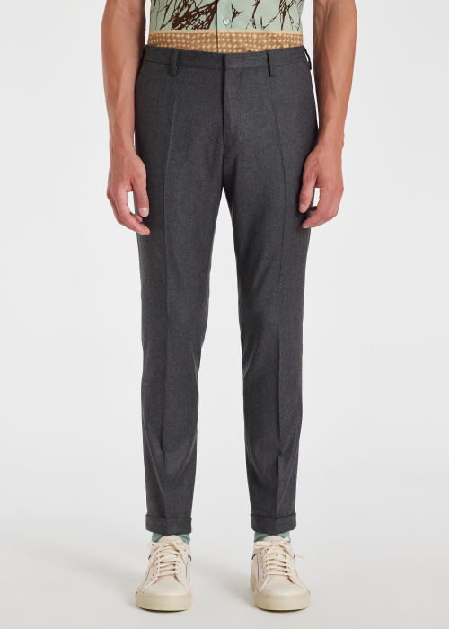 Men's Slim-Fit Grey Wool-Cashmere Trousers