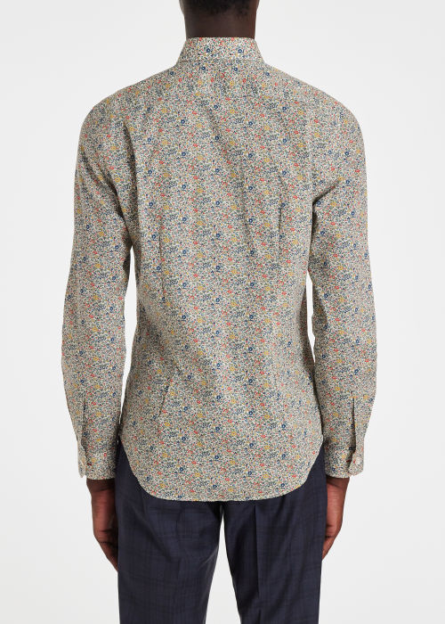 Model View - Men's Super Slim-Fit 'Liberty Floral' Print Shirt Paul Smith